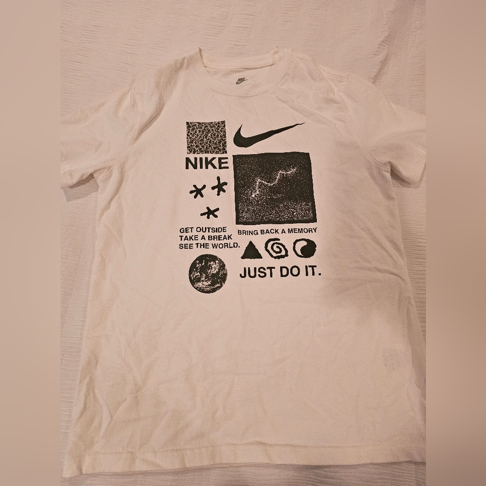 Nike White Graphic Tee with Black Accents